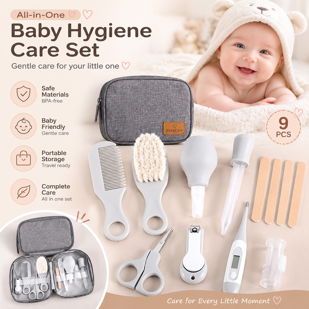 Baby Grooming Kit 9PCS Newborn - Baby Products Essentials ulasan dan harga