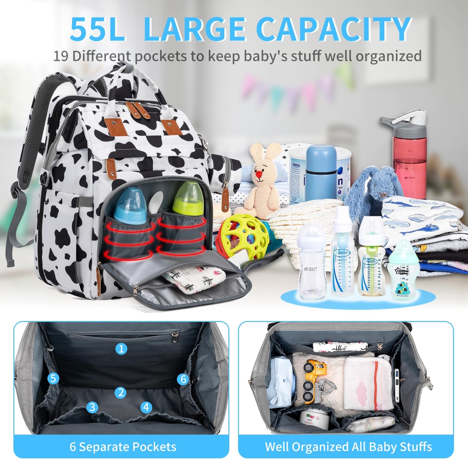 KABAQOO Diaper Bag Backpack wi - Baby Products Essentials ulasan dan harga